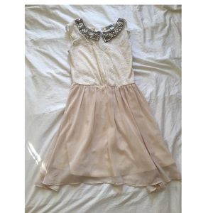 Beige Peter Pan collared dress